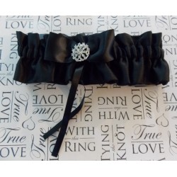 Black Garter with Rinestone and Bowknot