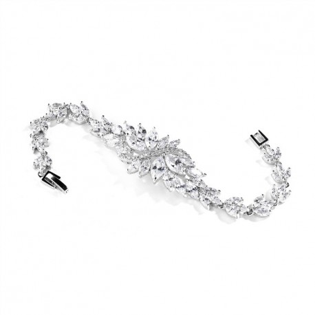 Cubic Zirconia Cluster Bridal Bracelet with Dainty Marquis Stones