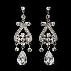 Antique Silver Clear Cubic Zirconia Earring Set