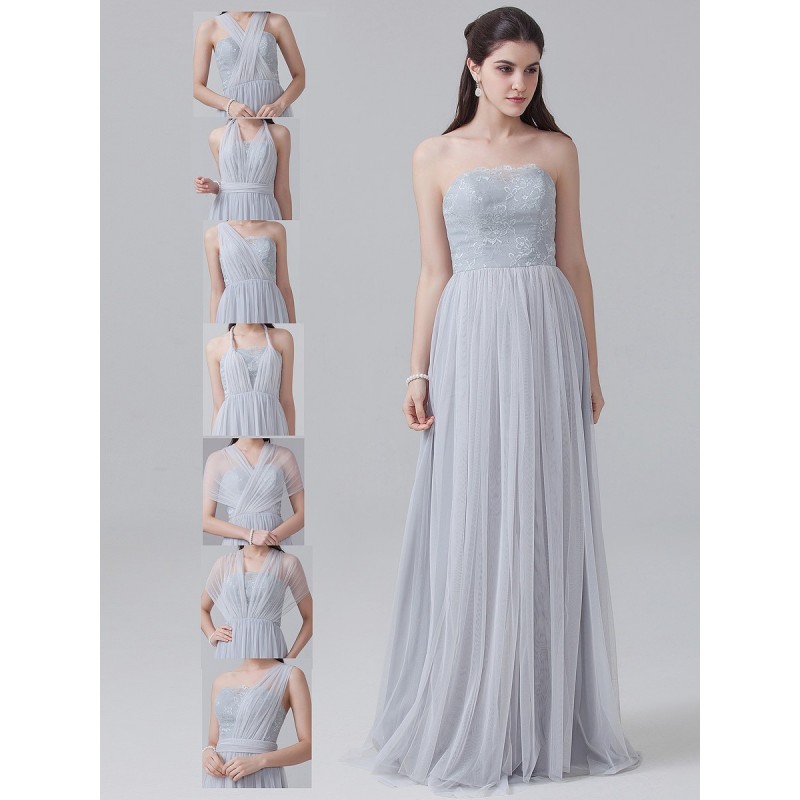 Convertible Infinity Lace Tulle Bridesmaid Dress Flowers And Convertible Infinity Lace Tulle Bridesmaid Dress