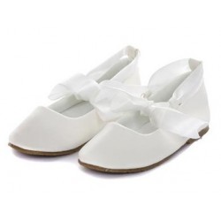 White Ballerina Slippers with ribbon tie