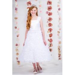 Floral Rosette First Communion Dress