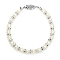  Alternating Pearl and Rondelle Wedding Bracelet