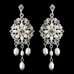 Silver Ivory Freshwater Pearl Chandelier Earrings