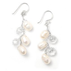  Genuine Freshwater Pearls Dangle Bridal Earrings