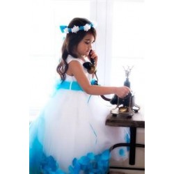 Flower Petal with sash Silk/Satin Flower Girl Dress