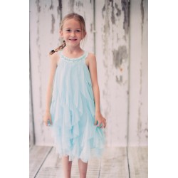 Chiffon Tulle Beaded Flower Girl Dress 