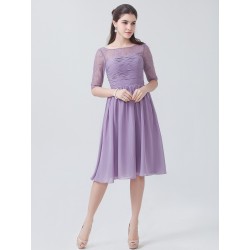 Chiffon Lace Bridesmaid Dress with Long Sleeves