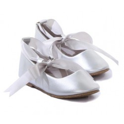 Silver Ballerina Slippers with Ribbon Tie