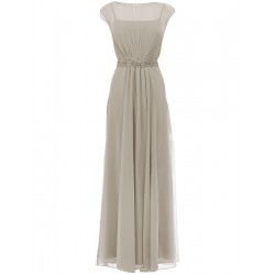 Beaded Illusion Neckline Chiffon Bridesmaid Dress