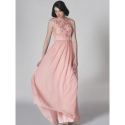 U-Shape Back Lace and Chiffon Bridesmaid Dress