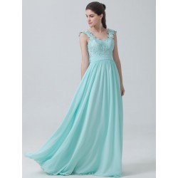 Wide Strap Lace Chiffon Bridesmaid Dress