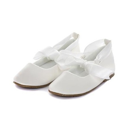 White Ballerina Slippers with ribbon tie