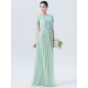 2 Piece Lace Chiffon Tulle Bridesmaid Dress with short sleeves