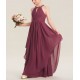 Beaded Halter Scoop Chiffon Junior Bridesmaid Dress