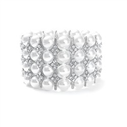 Gorgeous White Pearl Bridal Stretch Bracelet