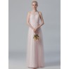 Halter Tulle Chiffon Bridesmaid Dress