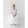 Long Sleeve Lace Key Hole Back First Communion Dress