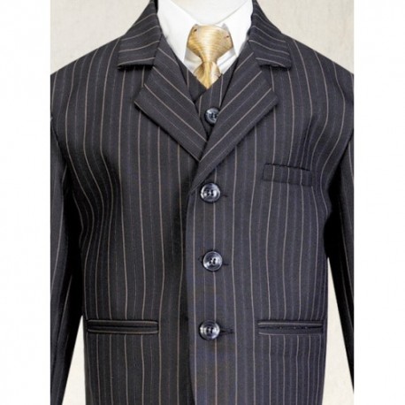 5-piece Black/Gold Pinstripe Boys Formal Suit