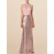 Halter Sequin Chiffon Bridesmaid Dress