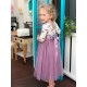 Lavender Tulle 3/4 Sleeve Floral Flower Girl Dress