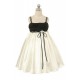 Size 8 Black Ivory Rose Swirl Satin Flower Girl Dress
