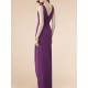 Pleated Chiffon V-neck Column Sheath Bridesmaid Dress