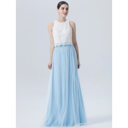 2 Piece Lace Chiffon Tulle Bridesmaid Dress