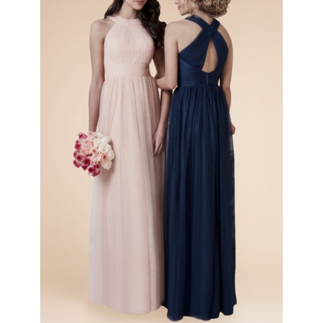 Chiffon Halter Bridemaid Dress with unique back detail