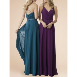 Bridesmaid Dress V-neck CHiffon Spaghetti Straps