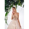 Beaded Criss Cross Back Tulle Embroidered Wedding Gown