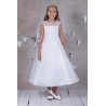 Pearl Trim Satin Organza First Communion Dress