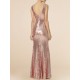 V-Neck Sequin Bridesmaid Dress
