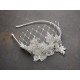  Luxurious Crystal Embellished Lace Wedding Headband with Wide Netting