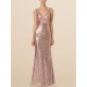 V-Neck Sequin Bridesmaid Dress