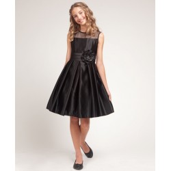 Taffeta Flower Girl Dress with Illusion Neckline
