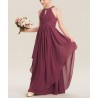 Beaded Halter Scoop Chiffon Junior Bridesmaid Dress