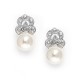 Cubic Zirconia & Soft Cream Pearl Vintage Earrings