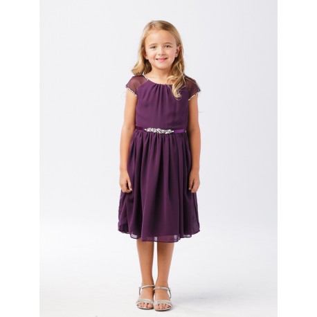 Chiffon Ilusion Beaded Flower Girl Dress