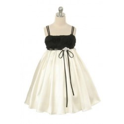 Rose Swirl Satin Flower Girl Dress