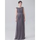 Lace Chiffon Bridesmaid Dress Round Neckline