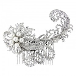 Luxe Feather Crystal Comb