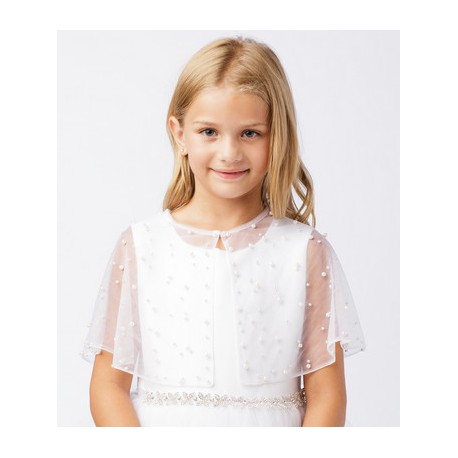 Pearl Beaded Organza Cape