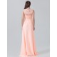 Lace Chiffon Bridesmaid Dress with Illusion Neckline
