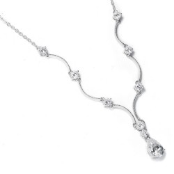Classic Cubic Zirconia Teardrop Bridal Necklace
