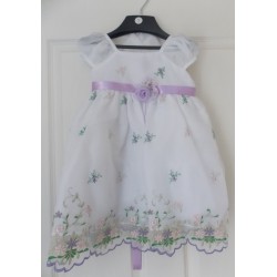 Size 2 and 3 White Lilac Embroidered Flower Girl Dress