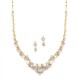 Elegant Gold Wedding Necklace Set with Crystals & Pearl Cluster