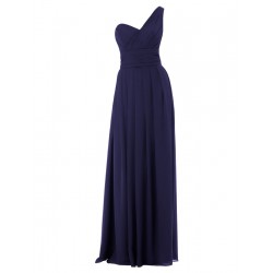 One Shoulder Pleated Chiffon Bridesmaid Dress