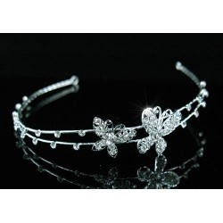 Flower Girl Butterfly Crystal Gold Headband