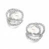 Designer Wedding Earrings with Cubic Zirconia and Pearl Flowers